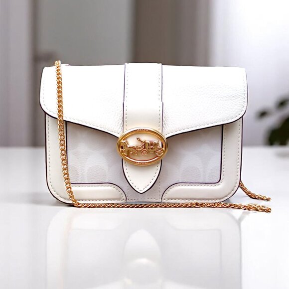 Coach Like New Georgie Crossbody Bag in Signature Canvas & Leather